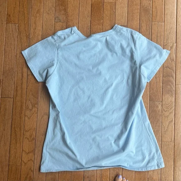 Blue Graphic T-Shirt with Cat and Butterfly. Size L - Picture 3 of 6